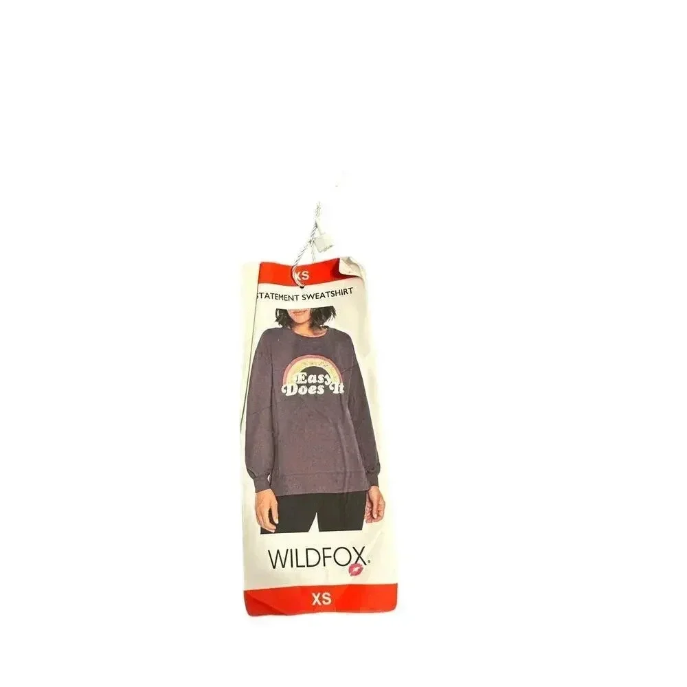 Wildfox Rainbow Lightweight Pullover Size XS Oversized Tunic NWT Crewneck - Picture 5 of 7